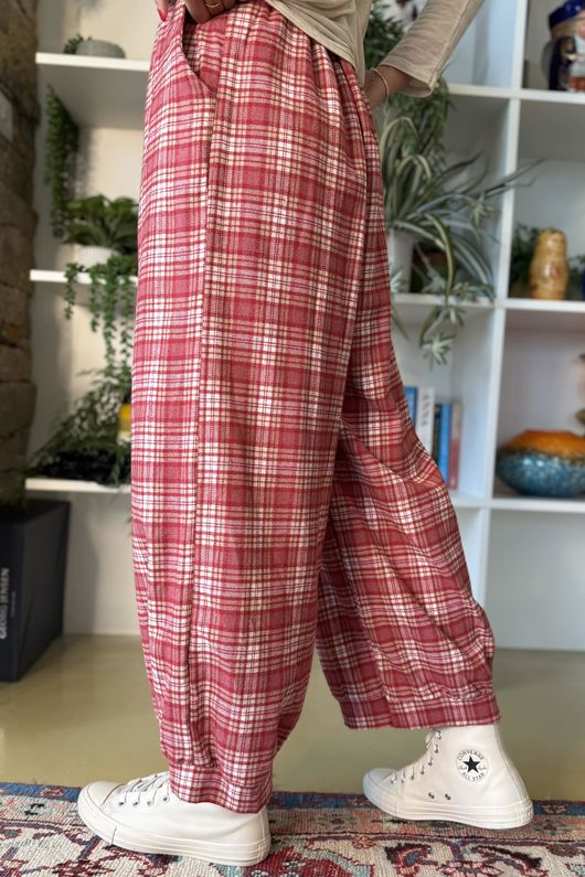 Patrick Plaid Brushed Cotton Demi Bloom Pant Soft Red
